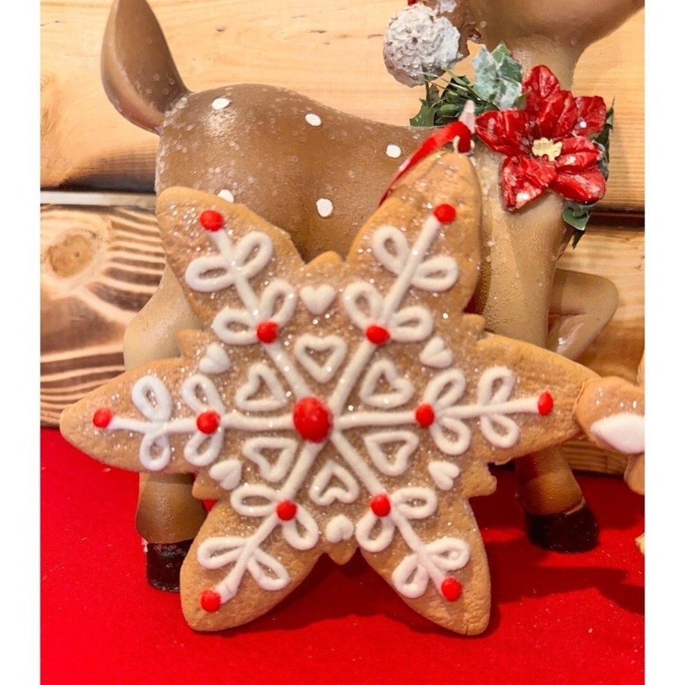 NEW 3 Gingerbread Ornaments Snowflake Christmas‎ Holiday Bundle Set - Picture 4 of 12